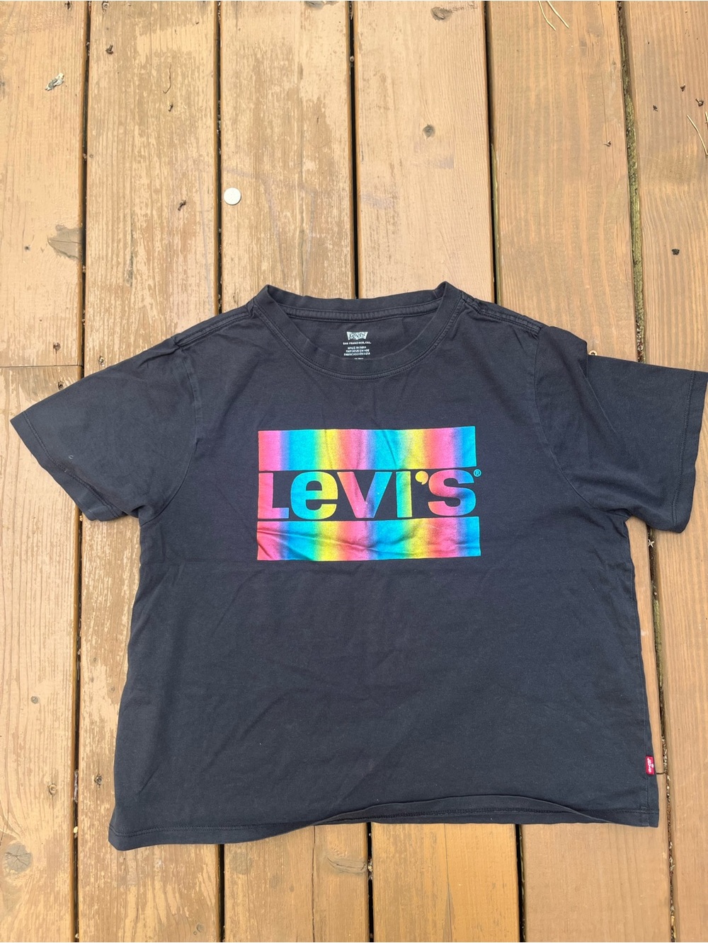 Levi's Black Graphic Tee with Rainbow Logo